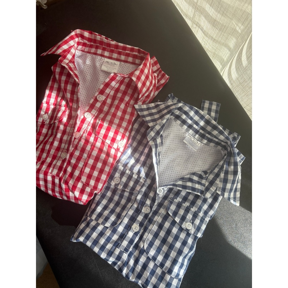 Prodoh Gingham Fishing Dress Kids Size 6 Red Navy Blue Performance Set 2pk